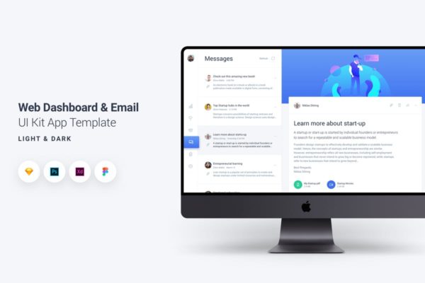 Web仪表板-电子邮件管理UI工具包v1 Web Dashboard & Email UI Kit App Template 2缩略图 Web仪表板-电子邮件管理UI工具包v1 Web Dashboard & Email UI Kit App Template 2