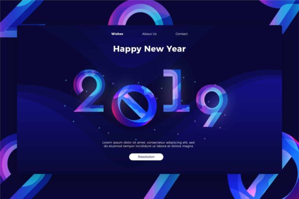 2019年新年主题深蓝色设计风格网站Banner&着陆页设计模板 Happy New Year – banner & Landing Page缩略图 2019年新年主题深蓝色设计风格网站Banner&着陆页设计模板 Happy New Year – banner & Landing Page