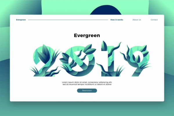 创意绿色植物2019年数字图形网站Banner&着陆页设计模板 Evergreen 2019 – Banner & Landing Page缩略图 创意绿色植物2019年数字图形网站Banner&着陆页设计模板 Evergreen 2019 – Banner & Landing Page