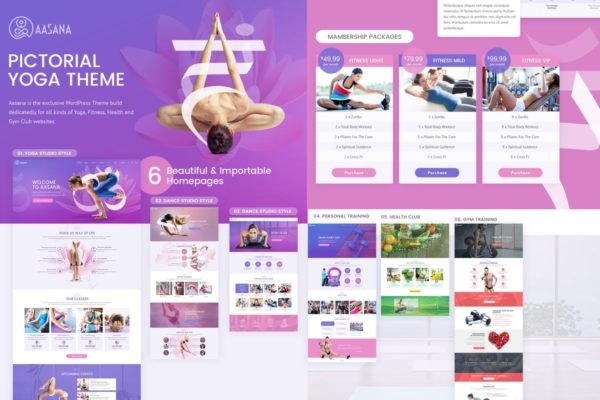 瑜伽健身舞蹈运动网站设计PSD模板 Aasana Yoga Fitness Gym Dance Health PSD缩略图 瑜伽健身舞蹈运动网站设计PSD模板 Aasana Yoga Fitness Gym Dance Health PSD