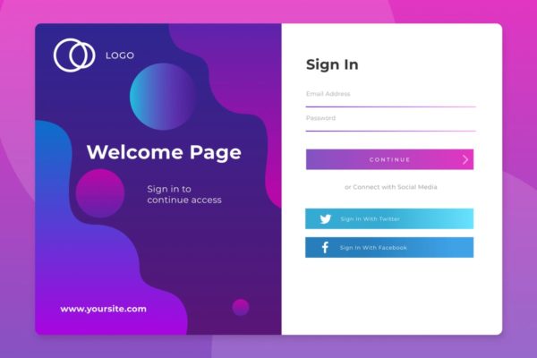 网站用户社交媒体账号登陆界面UI设计v2 Login Page Screen 02缩略图 网站用户社交媒体账号登陆界面UI设计v2 Login Page Screen 02