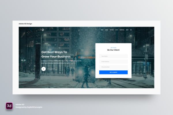 网站巨无霸焦点图/轮播图界面设计模板Vol.2-Adob​​e XD Hero Header Vol 02 – Adobe XD