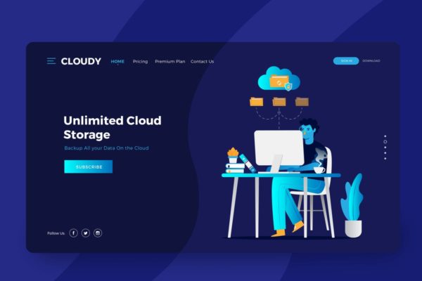 云存储服务概念矢量插画网站着陆页模板 Cloud Storage Services Vector Illustration缩略图 云存储服务概念矢量插画网站着陆页模板 Cloud Storage Services Vector Illustration