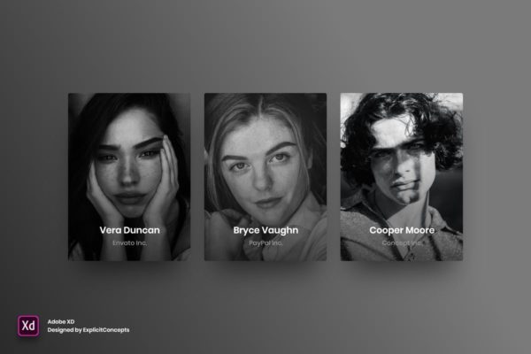适用于Adob​​e XD的网站设计卡片UI模板素材Vol.3 Team Vol 03 – Adobe XD