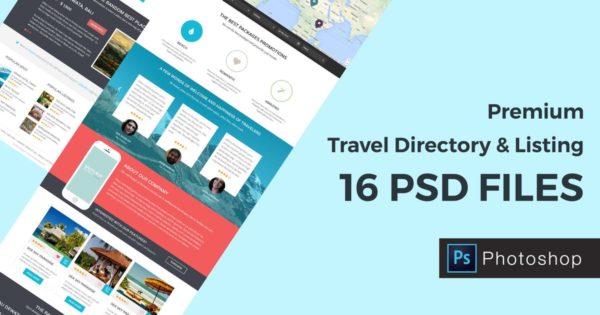 旅游指南&景点列表网站设计PSD模板 Travel Directory and Listing PSD Template缩略图 旅游指南&景点列表网站设计PSD模板 Travel Directory and Listing PSD Template