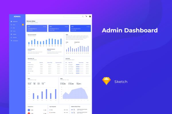 网站管理后台界面UI设计SKETCH模板 Admin Dashboard for Sketch缩略图 网站管理后台界面UI设计SKETCH模板 Admin Dashboard for Sketch
