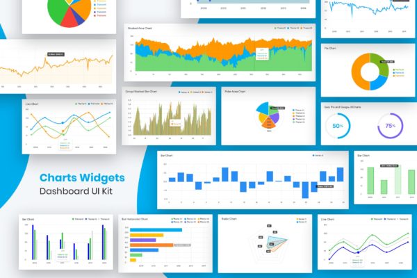 网站后台仪表板数据统计图形图表小部件UI工具包 Charts Widgets Dashboard UI Kit缩略图 网站后台仪表板数据统计图形图表小部件UI工具包 Charts Widgets Dashboard UI Kit