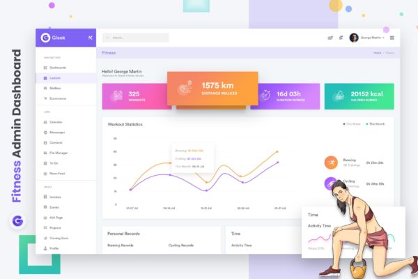 健身计划Web程序后台管理界面设计套件 Fitness Admin Dashboard UI Kit缩略图 健身计划Web程序后台管理界面设计套件 Fitness Admin Dashboard UI Kit