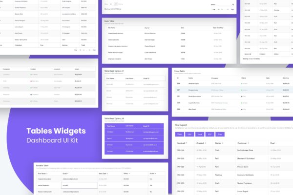 网站后台仪表板表格小部件UI工具包 Tables Widgets Dashboard Ui Kit缩略图 网站后台仪表板表格小部件UI工具包 Tables Widgets Dashboard Ui Kit