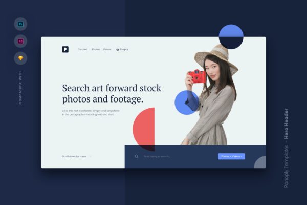 简约风照片视频服务网站UI设计套件 Web Templates UI Kit – Hero Header 5缩略图 简约风照片视频服务网站UI设计套件 Web Templates UI Kit – Hero Header 5