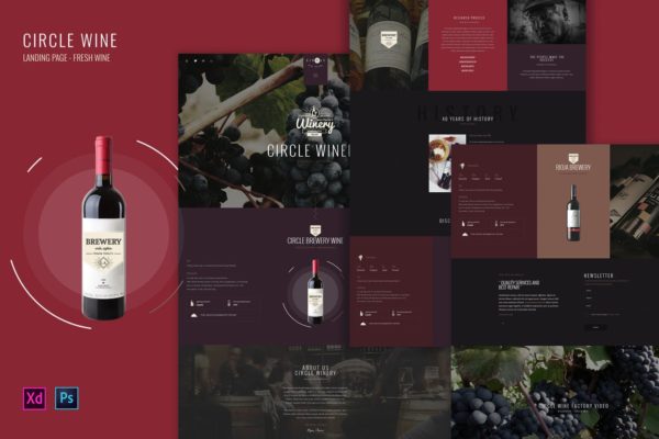 葡萄酒品牌官网设计PSD&XD模板 Circle Wine – Wine landing page product template缩略图 葡萄酒品牌官网设计PSD&XD模板 Circle Wine – Wine landing page product template