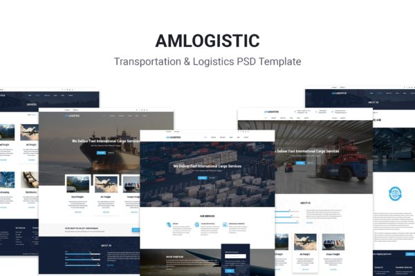 物流运输企业官网设计PSD模板 Amlogistic | Transportation & Logistics PSD Templa