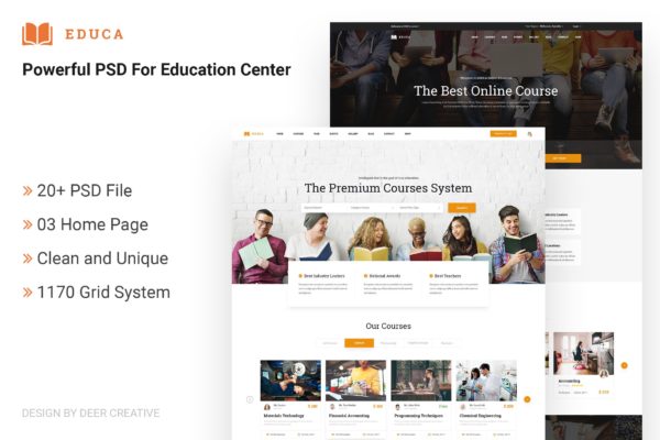 在线教育&网络课程主题网站设计PSD模板 EDUCA | Multiconcept Education & Courses PSD Templ缩略图 在线教育&网络课程主题网站设计PSD模板 EDUCA | Multiconcept Education & Courses PSD Templ