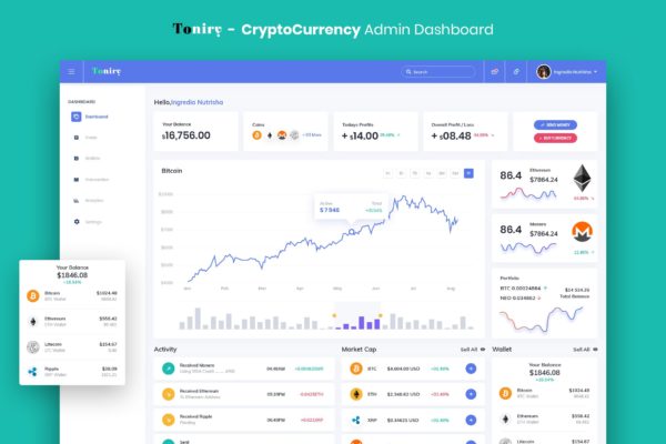 加密货币交易平台后台管理界面UI设计套件 Toniry – CryptoCurrency Admin Dashboard UI Kit缩略图 加密货币交易平台后台管理界面UI设计套件 Toniry – CryptoCurrency Admin Dashboard UI Kit