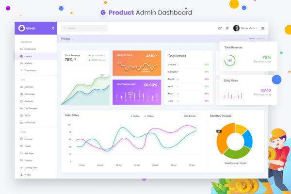 网上商城后台产品数据统计界面UI设计模板 Products – Admin Dashboard UI Kit缩略图 网上商城后台产品数据统计界面UI设计模板 Products – Admin Dashboard UI Kit