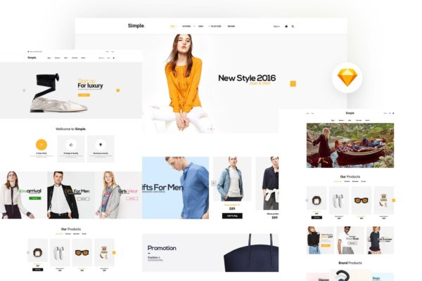 现代简约清新风格电商网站设计SKETCH模板 Simple – Ecommerce Sketch Template缩略图 现代简约清新风格电商网站设计SKETCH模板 Simple – Ecommerce Sketch Template