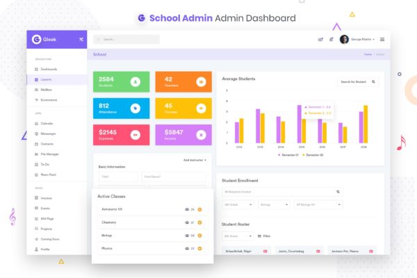 学校教育网站管理后台UI设计套件 School Admin Dashboard UI Kit缩略图 学校教育网站管理后台UI设计套件 School Admin Dashboard UI Kit