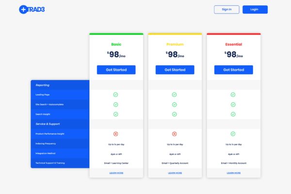 智能搜索API服务价格表单UI设计模板 Pricing Table缩略图 智能搜索API服务价格表单UI设计模板 Pricing Table