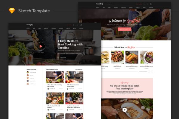 美食&菜谱主题网站UI设计套件 GoodFood – Food Marketplace Community Sketch缩略图 美食&菜谱主题网站UI设计套件 GoodFood – Food Marketplace Community Sketch
