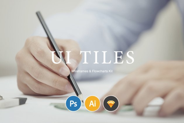 网站设计线框图和流程图 UI 套件 UI Tiles: Wireframes & Flowcharts
