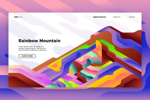 彩虹地貌概念插画网站Banners&着陆页设计模板 Geology Rainbow – Banner & Landing Page