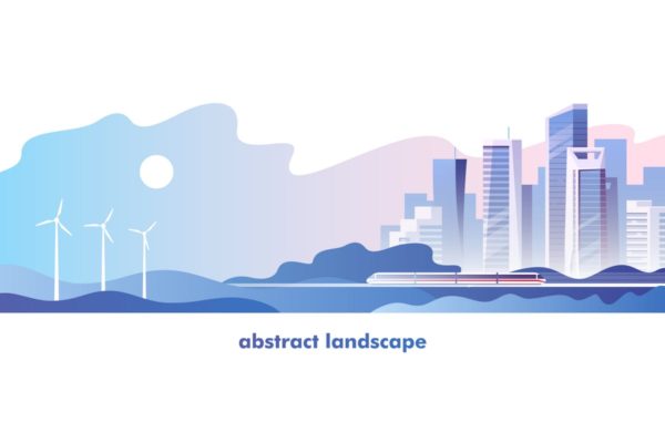 抽象城市发展景观概念插画v1 Abstract Urban Landscape