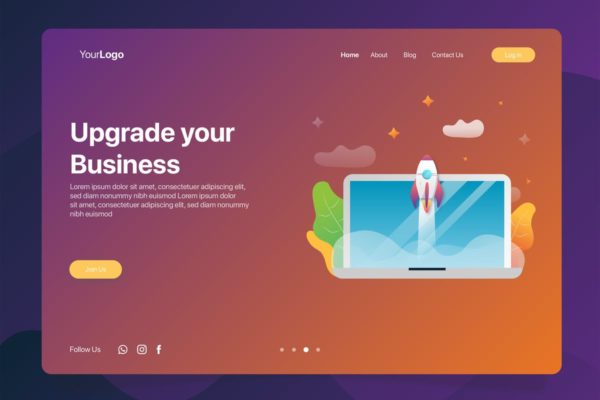 服务升级/商业迭代概念插画Banner设计＆着陆页模板 Upgrade Business – Banner & Landing Page