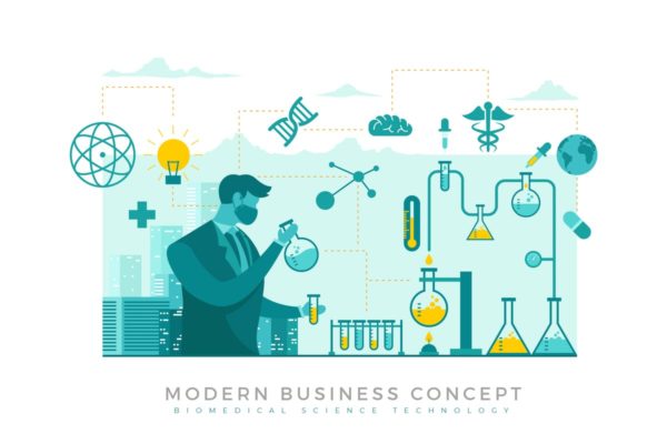 生物医学科学现代企业概念插画免费素材 Biomedical Science Modern Business Concept缩略图 生物医学科学现代企业概念插画免费素材 Biomedical Science Modern Business Concept