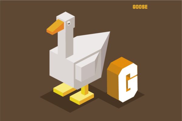 字母G&鹅动物英文字母识字卡片设计2.5D矢量插画素材 G for goose, Animal Alphabet缩略图 字母G&鹅动物英文字母识字卡片设计2.5D矢量插画素材 G for goose, Animal Alphabet