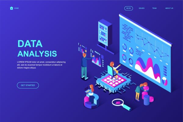 数据统计分析等距概念插画网站着陆页设计模板 Data Analysis Isometric Landing Page Template缩略图 数据统计分析等距概念插画网站着陆页设计模板 Data Analysis Isometric Landing Page Template