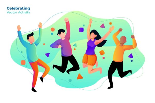 欢呼庆祝概念插画设计素材 Celebrating – Vector Illustration缩略图 欢呼庆祝概念插画设计素材 Celebrating – Vector Illustration