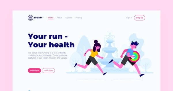 跑步健康运动概念插画网站着陆页设计模板 Run Landing Page Illustration缩略图 跑步健康运动概念插画网站着陆页设计模板 Run Landing Page Illustration