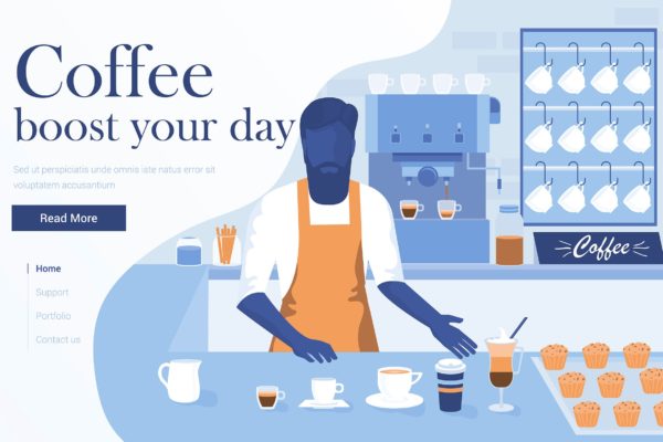 咖啡制作扁平化现代设计概念插画 Flat Modern design Illustration of Coffee Shop缩略图 咖啡制作扁平化现代设计概念插画 Flat Modern design Illustration of Coffee Shop