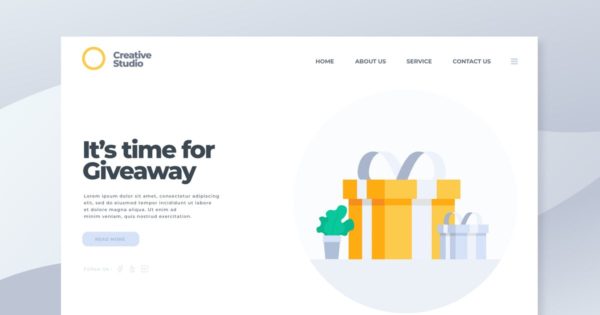 促销赠品概念插画网站着陆页模板 Giveaway – Landing Page缩略图 促销赠品概念插画网站着陆页模板 Giveaway – Landing Page
