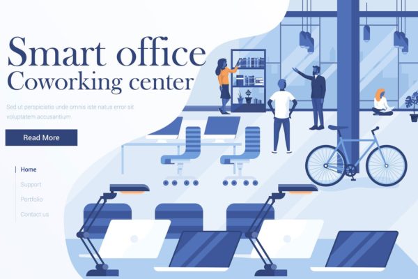 智能办公协同扁平化现代设计概念插画 Flat Modern design Illustration of Coworking缩略图 智能办公协同扁平化现代设计概念插画 Flat Modern design Illustration of Coworking