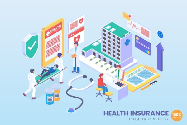 健康人寿保险服务场景2.5D等距概念矢量插画 Isometric Health Insurance Vector Concept缩略图 健康人寿保险服务场景2.5D等距概念矢量插画 Isometric Health Insurance Vector Concept
