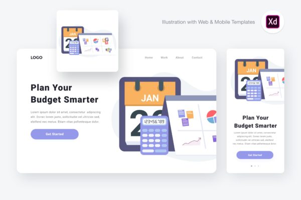 项目预算计划网页设计概念插画[XD&SVG] Planning Budget Illustration (Adobe XD & SVG)