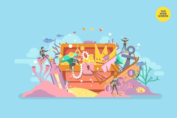 寻宝冒险主题矢量概念插画 Treasure Hunt Adventure Vector Concept缩略图 寻宝冒险主题矢量概念插画 Treasure Hunt Adventure Vector Concept