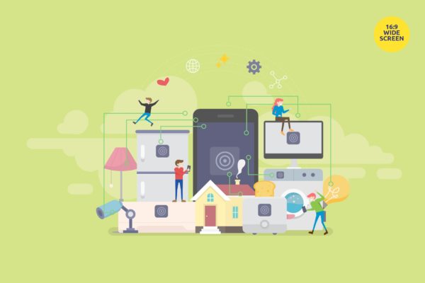 物联网智能家居主题矢量概念插画 IOTA Smart Home Vector Concept Illustration缩略图 物联网智能家居主题矢量概念插画 IOTA Smart Home Vector Concept Illustration