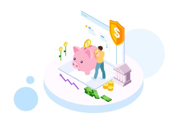 存钱计划金融业务场景矢量等距概念插画v2 Saving Money by Finance Isometric – FV缩略图 存钱计划金融业务场景矢量等距概念插画v2 Saving Money by Finance Isometric – FV