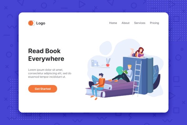 阅读主题网站首页设计概念插画 People who love to Read. Reading Books concept.缩略图 阅读主题网站首页设计概念插画 People who love to Read. Reading Books concept.