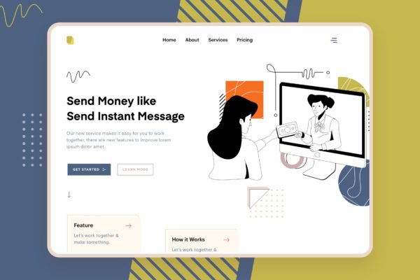存钱计划主题网站设计矢量插画设计素材 Liner – Sending Money
