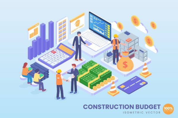 施工预算主题等距概念矢量插画素材 Isometric Construction Budget Vector Concept缩略图 施工预算主题等距概念矢量插画素材 Isometric Construction Budget Vector Concept
