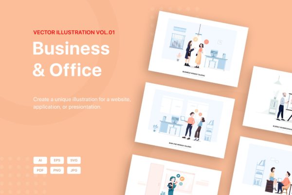 商业&办公室场景矢量插画素材包v1 Business Illustration Pack (Vol 01)