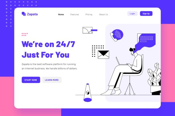 客户服务主题网站设计简笔画矢量插画设计素材 Zapata – Customer Service Header缩略图 客户服务主题网站设计简笔画矢量插画设计素材 Zapata – Customer Service Header