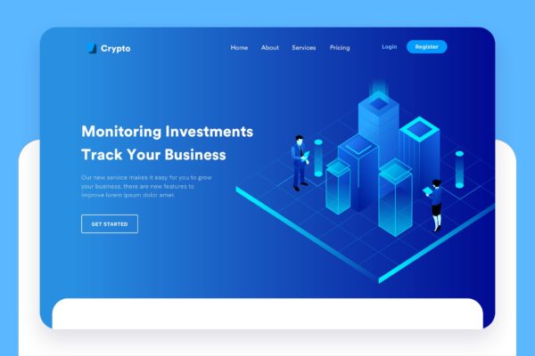 业务跟踪主题网站设计矢量插画v2 Business Tracking Desktop Header Illustration