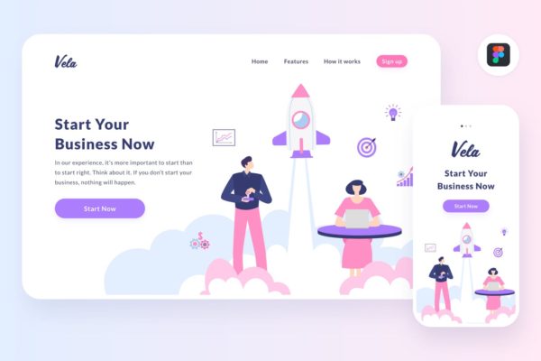 项目启动场景APP&Web设计概念插画[Figma&SVG] Vela startup illustration (Figma, SVG)