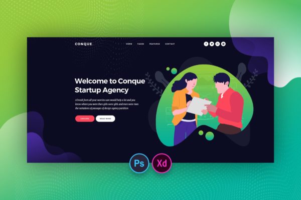 业务沟通场景Web网站设计矢量插画 Startup Hero Header Template缩略图 业务沟通场景Web网站设计矢量插画 Startup Hero Header Template