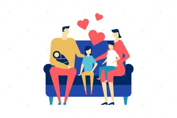 幸福家庭主题扁平设计风格矢量插画 Happy family – flat design style illustration缩略图 幸福家庭主题扁平设计风格矢量插画 Happy family – flat design style illustration