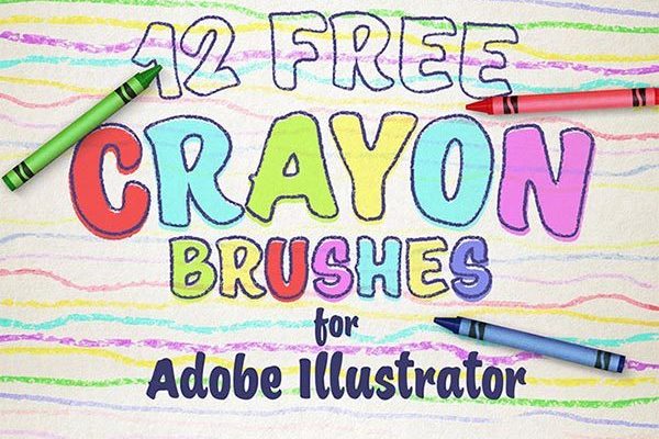 12可用于AI的蜡笔效果笔刷 12 Free Wax Crayon Effect Brushes for Adobe Illustrator